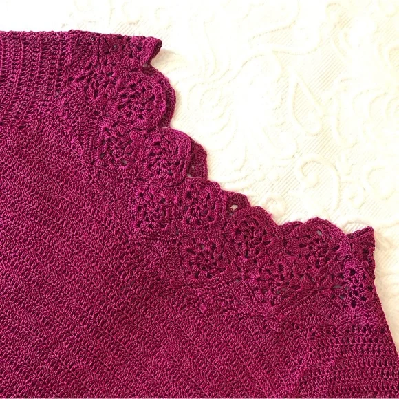 BCBG Max Azria NWOT Magenta Pink Open Weave Top S M Like Pointelle - Picture 5 of 6